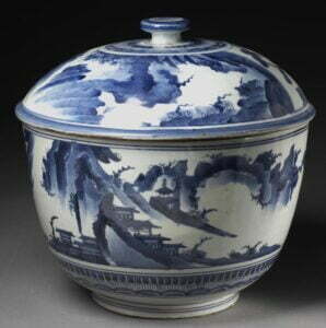 A blue and white deep bowl and cover, late 17th century, 62.2cm high. Victoria and Albert Museum Photograph © Victoria and Albert Museum.
